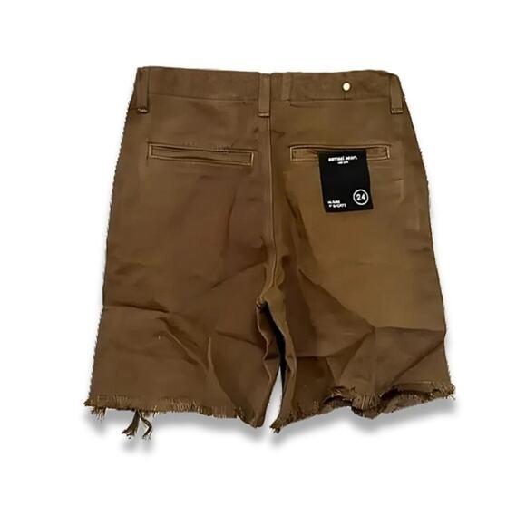 Earnest Sewn Distressed Shorts Mid Length High Rise Twill Denim Brown W 24 NWT - Picture 5 of 10